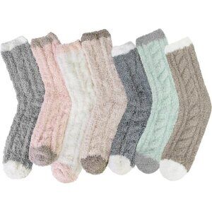 7-Pair Women’s Fuzzy Socks Cozy Fluffy Warm Christmas Gift Set